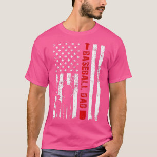 Mens Proud Baseball Vater American Flag Sports T-Shirt