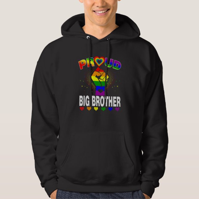 Mens Proud Big Brother Rainbow Lgbt Gay Pride Mon Hoodie (Vorderseite)