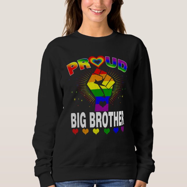 Mens Proud Big Brother Rainbow Lgbt Gay Pride Mon Sweatshirt (Vorderseite)