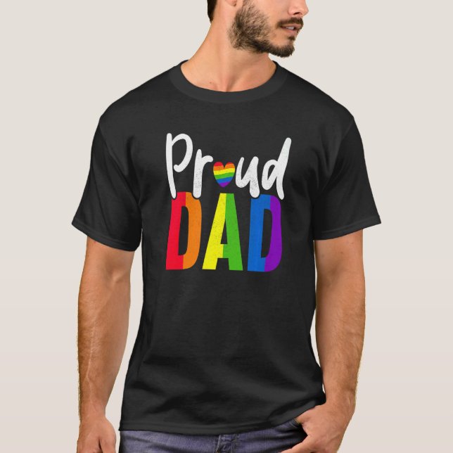 Mens Proud Dad Gay Proud LGBT Pride Month  Pride T-Shirt (Vorderseite)