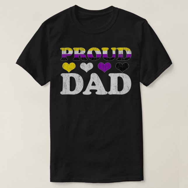 Mens Proud dad Nicht binärer Prix Flag LGBT Father T-Shirt (Design vorne)
