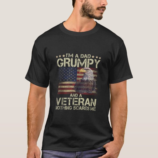 Mens Proud Eagl Ich bin Vater Grumpy und Veteran A T-Shirt (Vorderseite)