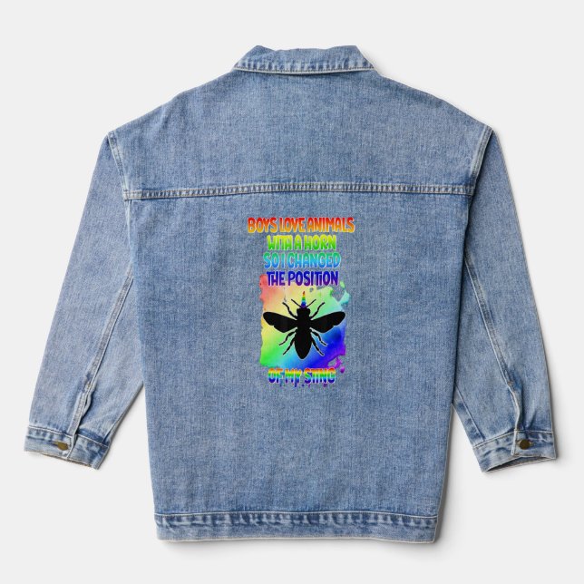 Mens Proud Gay Boys Pride LGBTQ Gay Beekeeper Rai Jeansjacke (Rückseite)
