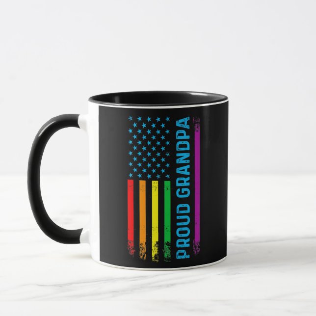 Mens Proud Grandpa LGBT LGBTQ Gay Pride Rainbow Tasse (Links)
