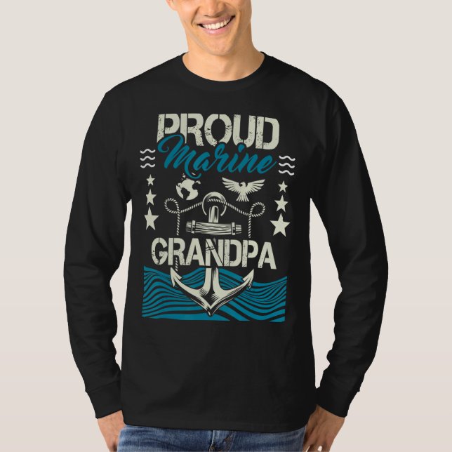 Mens Proud Marine Grandpa Opa Papa Pops T-Shirt (Vorderseite)