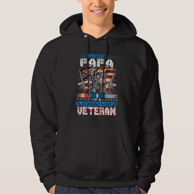 Mens Proud Papa von einer Veteranen aus Korea im K Hoodie (Vorderseite)