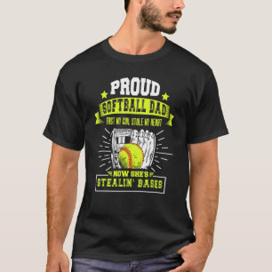 Mens Proud Softball Vater mit Tochtersoftball Fett T-Shirt