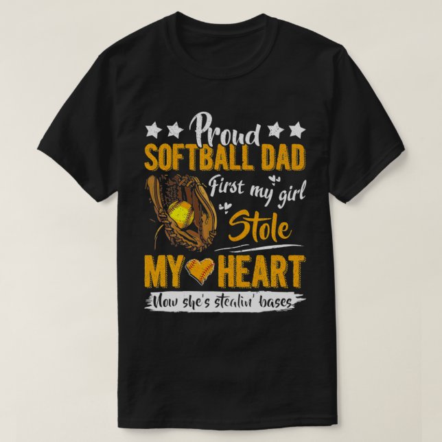 Mens Proud Softball Vater Niedlich Softball Vater T-Shirt (Design vorne)