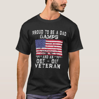 Mens Proud Vater Gamps OEF OIF Veteran Retro US Fl T-Shirt