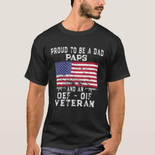 Mens Proud Vater Paps OEF OIF Veteran Retro US Fla T-Shirt