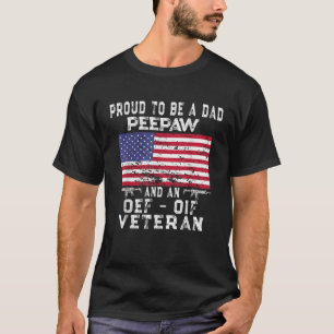 Mens Proud Vater Peepaw OEF OIF Veteran Retro US F T-Shirt