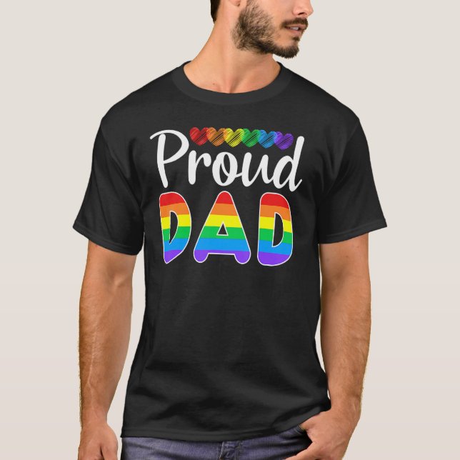 Mens Proud VATER Vathers Day LGBTQ Regenbogenflagg T-Shirt (Vorderseite)