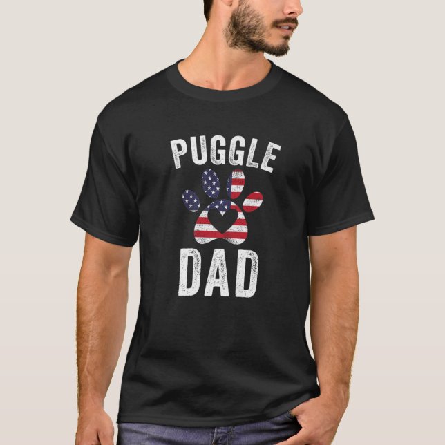 Mens Puggle Vater Puggle Lover Eigentümer American T-Shirt (Vorderseite)