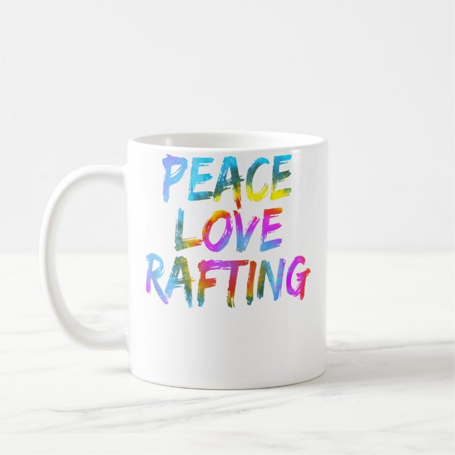 Mens Rafting Outfit Spruch Raftingboot Peace Love  Kaffeetasse (Links)