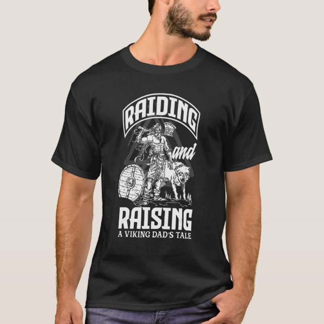Mens Raiding und Raise a Viking Vater's Tale Fauna T-Shirt (Vorderseite)