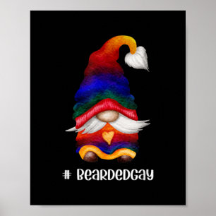 Mens Rainbow Heart genome with Beard Bearded Gay Poster