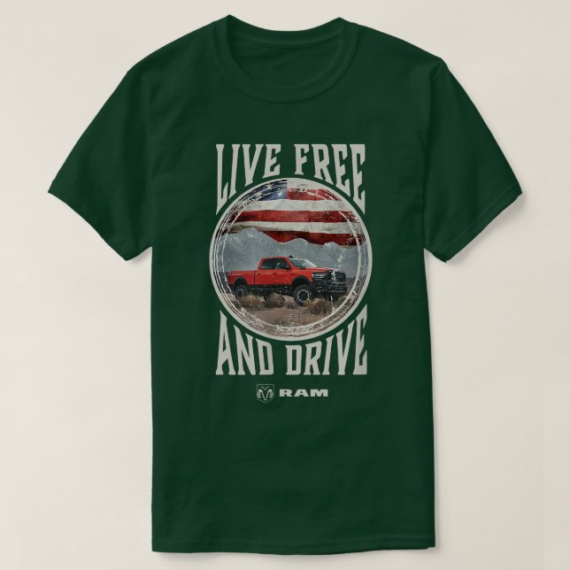 Mens Ram Trucks Live Free und Drive T-Shirt (Design vorne)