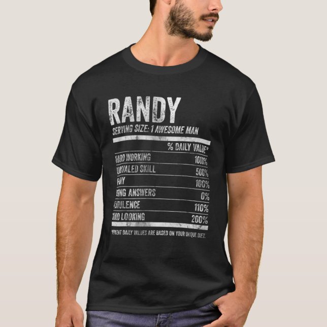 Mens Randy Nutrition Personalized Name Funny Name T-Shirt (Vorderseite)