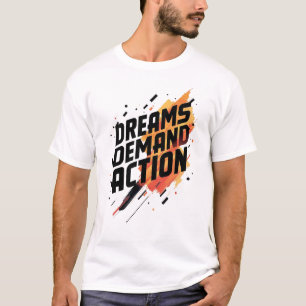 Mens Raster Dreams Demand Action Retro Vintag T-Shirt
