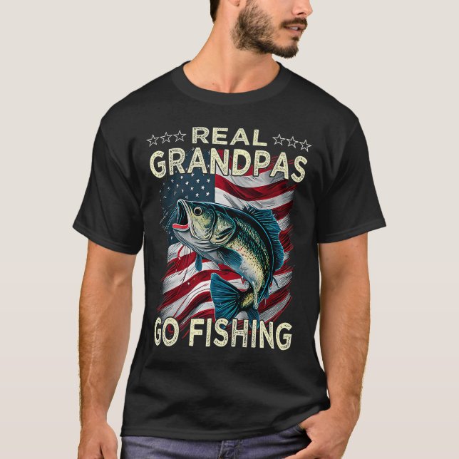 Mens Real Grandpas Fischen Largemouth Bass 1 T-Shirt (Vorderseite)