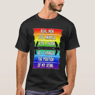 Mens Real Men Pride LGBTQ Bienen Funny Gay Rainbow T-Shirt
