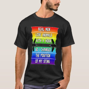 Mens Real Men Pride LGBTQ Bienen Funny Gay Rainbow T-Shirt