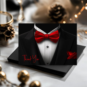 Mens Red Black Tuxedo Geburtstagsparty Dankeskarte