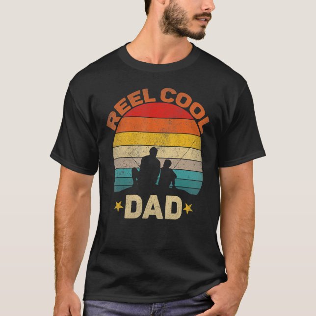 Mens Reel Cool Dad Daddy Father s Day Fishing Fish T-Shirt (Vorderseite)