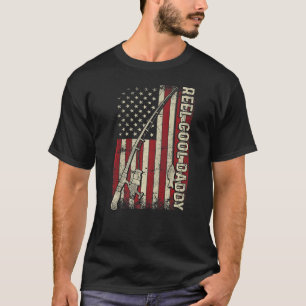 Mens Reel Cool Daddy American Flag Rod US T-Shirt