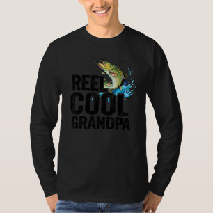 Mens Reel Cool Grandpa Bass Fish Vater Fisherman V T-Shirt
