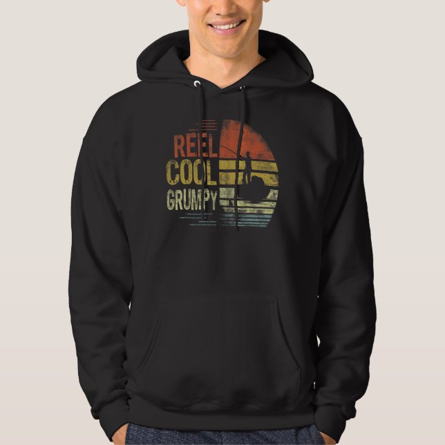 Mens Reel Cool Grumpy Fisherman Grumpy Father's Da Hoodie (Vorderseite)