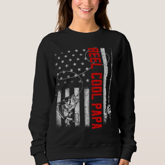 Mens Reel Cool Papa American Flag Family Fathers D Sweatshirt (Vorderseite)