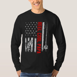 Mens Reel Cool Papa American Flag Family Fathers D T-Shirt