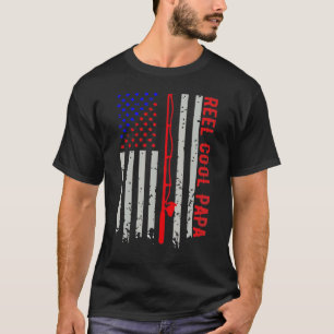 Mens Reel Cool Papa American Flag Mens Fett T-Shirt