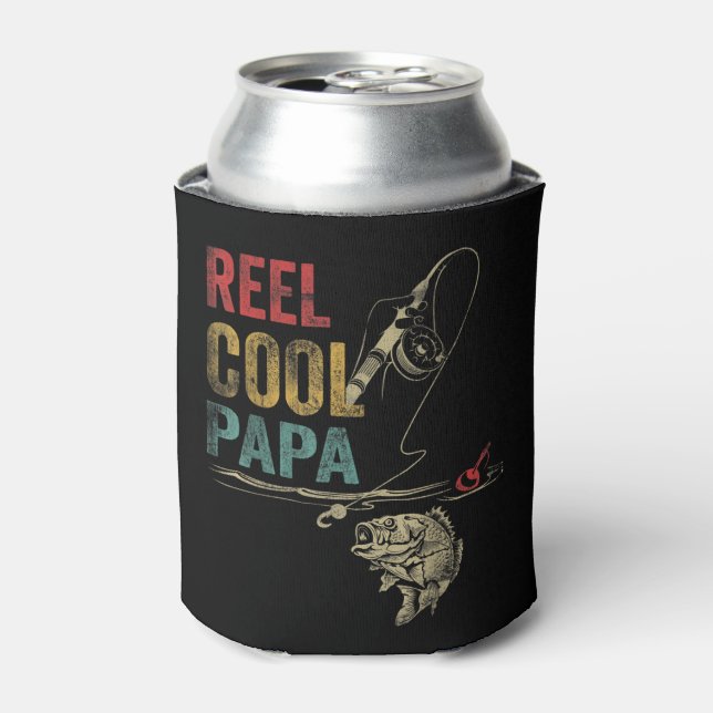Mens Reel Cool Papa Fish Shirt Vater's Da Dosenkühler (Kanne Vorderseite)