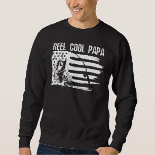 Mens Reel Cool Papa Fishing Patriotic American Fl Sweatshirt
