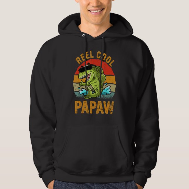 Mens Reel Cool Papaw Fisherman Vinatge Daddy Fathe Hoodie (Vorderseite)