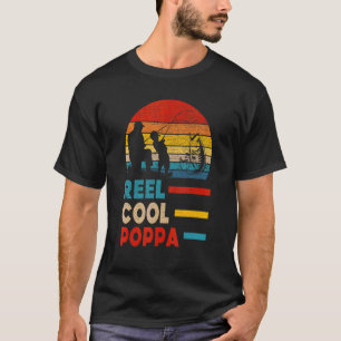 Mens Reel Cool Poppa Fisherman Daddy Vatertag F T-Shirt