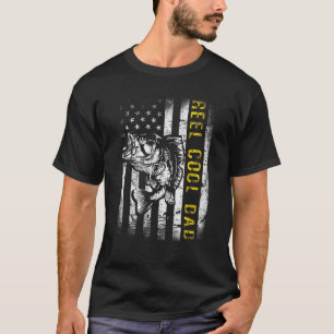 Mens Reel Cooler Vater Amerikanische Flagge Fahnen T-Shirt