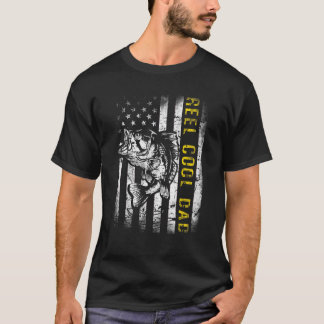 Mens Reel Cooler Vater Amerikanische Flagge Fahnen T-Shirt