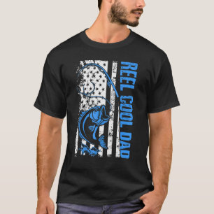 Mens Reel Cooler Vater Fischen Vater American Flag T-Shirt