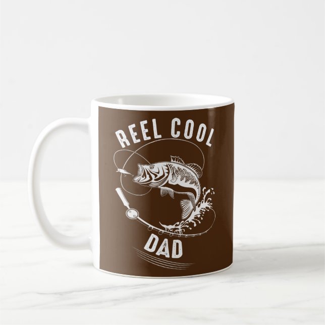 Mens Reel Cooler Vater Fischen Vatertag Fischer Kaffeetasse (Links)