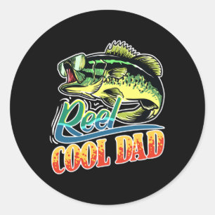 Mens Reel Cooler Vater Fisherman Funny Funny Fishi Runder Aufkleber