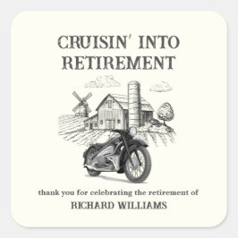 Men's Retirement Vintage Barn Motorbike Cruising Quadratischer Aufkleber
