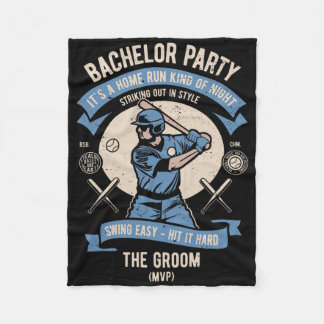 Mens Retro Bachelor Party Baseball Fleecedecke