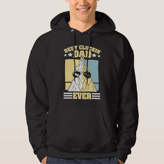 Mens Retro Best Cluckin Dad Ever Chicken Dad Roost Hoodie (Vorderseite)
