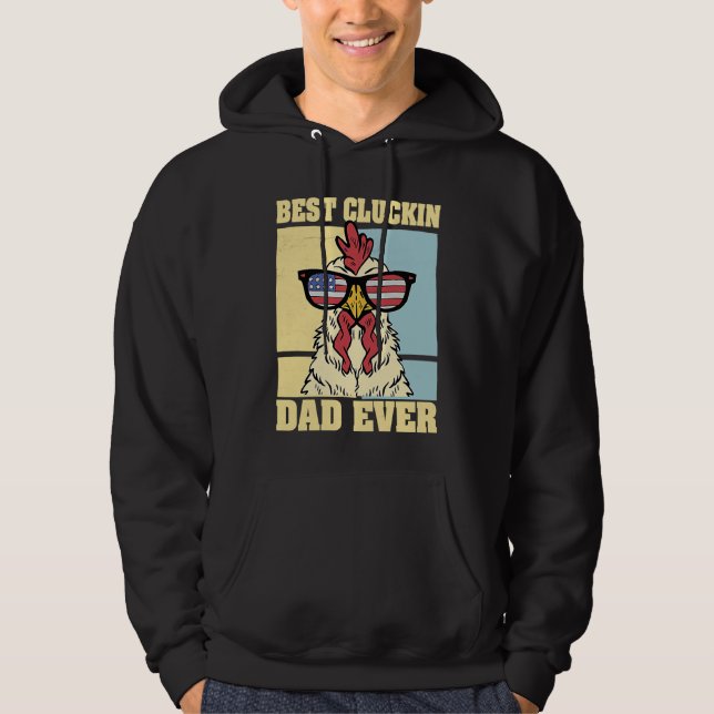 Mens Retro Best Cluckin Dad Ever Chicken Dad Roost Hoodie (Vorderseite)
