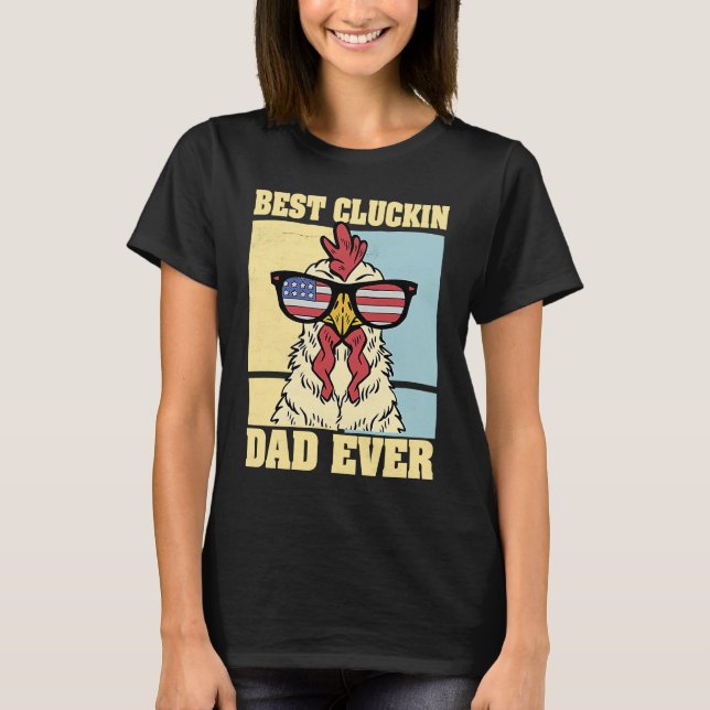 Mens Retro Best Cluckin Dad Ever Chicken Dad Roost T-Shirt (Vorderseite)