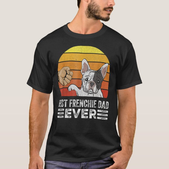 Mens Retro Best Frenchie Dad Ever  Daddy French Bu T-Shirt (Vorderseite)