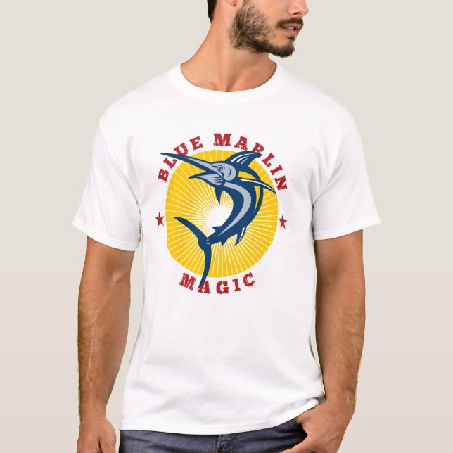 Mens Retro Blue Marlin Magic T - Shirt (Vorderseite)
